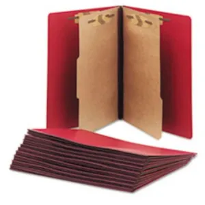 TOP TAB CLASSIFICATION FLDRS, LTR, 6-SECTION, DK RED, 10-BX (5 BOXES PER PACK)