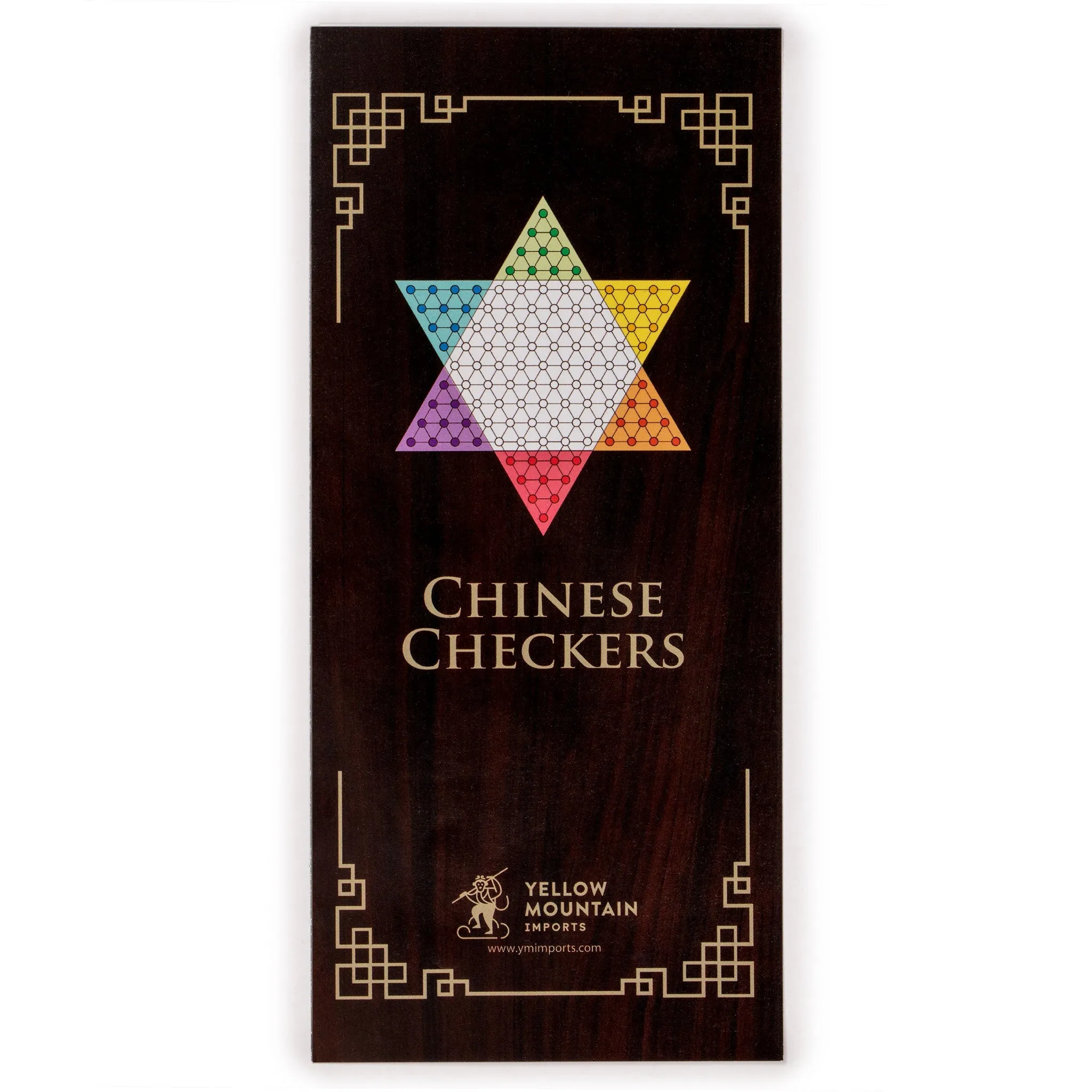 Wooden Chinese Checkers Halma Board Game Set with Drawers and Colorful Glass Marbles - 12.7 Inches