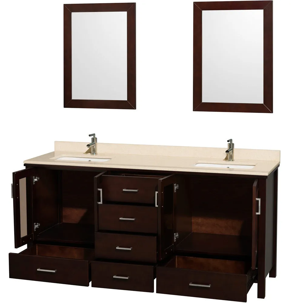 WYNDHAM COLLECTION Lucy 72" Double Bathroom Vanity Set Undermount - Espresso