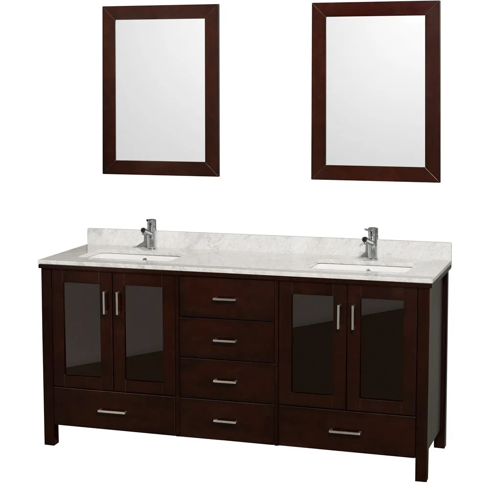 WYNDHAM COLLECTION Lucy 72" Double Bathroom Vanity Set Undermount - Espresso