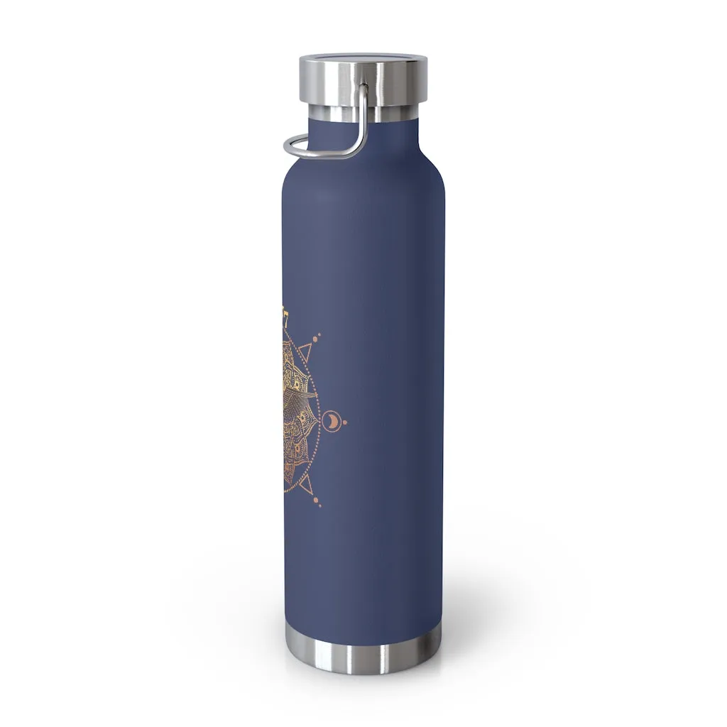 Yoga Spiritual Meditation Copper Vacuum Insulated Bottle 22oz  – Fortune 7777 Angel Number